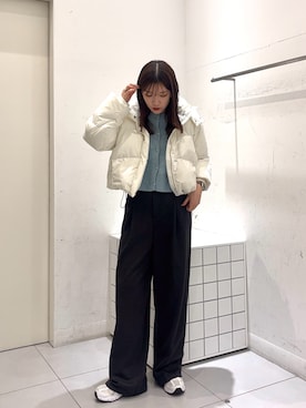 「アイテム（ダウンジャケット/コート）」を使った、sakiさん（レディース・166cm）の秋コーディネート