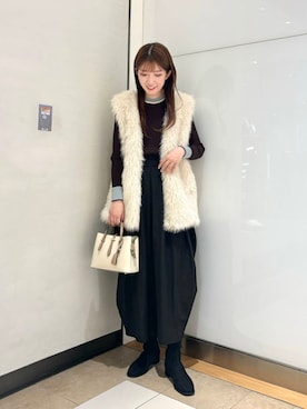「アイテム（その他アウター、ホワイト系）」を使った、sakiさん（レディース・166cm）の秋コーディネート