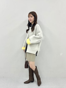 「アイテム（ノーカラーコート）」を使った、sakiさん（レディース・166cm）の秋コーディネート