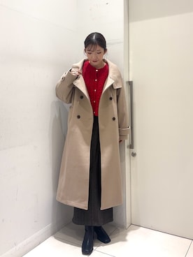 「アイテム（ステンカラーコート）」を使った、sakiさん（レディース・166cm）の秋コーディネート
