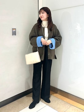 「アイテム（ノーカラーコート）」を使った、sakiさん（レディース・166cm）の秋コーディネート