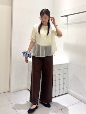 「フリルトップス」｜sakiさん（レディース・166cm）の夏コーディネート