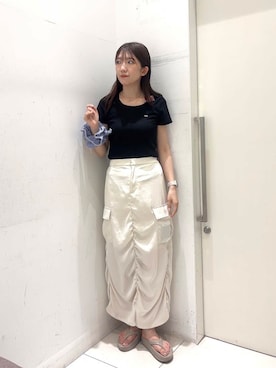 「アイテム（シュシュ、ブルー系）」を使った、sakiさん（レディース・166cm）の夏コーディネート
