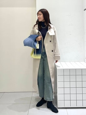 「アイテム（ステンカラーコート）」を使った、sakiさん（レディース・166cm）の秋コーディネート