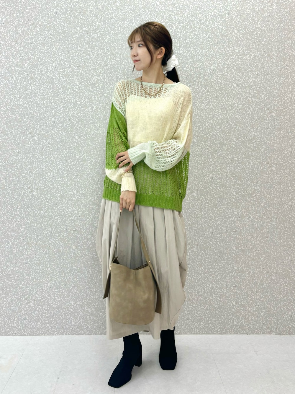 sakiさんの「モヘアタッチパッチワークセーター（SENSE OF PLACE by URBAN RESEARCH）」を使ったコーディネートの1枚目の写真