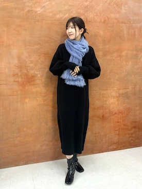 「SENSE OF PLACE by URBAN RESEARCH（センスオブプレイスバイアーバンリサーチ）の『WEB/一部店舗限定』センターシームサムホールニットワンピース（ワンピース）」を使った、sakiさん（レディース・166cm）の秋コーディネート