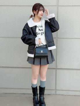 「アイテム（スカート）」を使った、ぁぃさん（レディース・170cm）の冬コーディネート