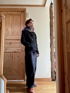 「アイテム（ライダースジャケット）」を使った、幸さん（レディース・163cm）の秋コーディネート