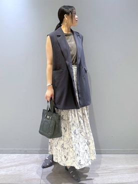 「BARNYARDSTORM（バンヤードストーム）のBARNYARDSTORM / ラインドローイングスカート【一部店舗限定】（スカート）」を使った、kyokyon9120さん（レディース・169cm）の夏コーディネート