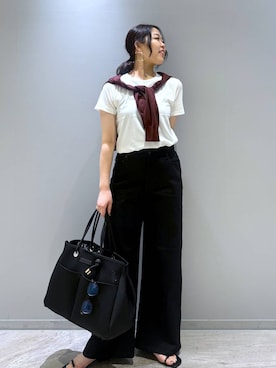 「BARNYARDSTORM（バンヤードストーム）のBARNYARDSTORM / パンチングトートL（トートバッグ）」を使った、kyokyon9120さん（レディース・169cm）の夏コーディネート