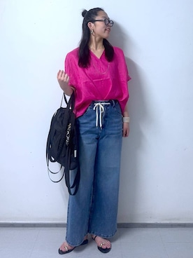 「アイテム（メガネ）」を使った、kyokyon9120さん（レディース・169cm）の夏コーディネート