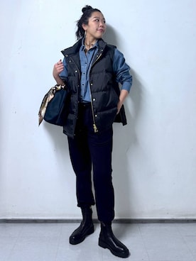 「アイテム（ダウンベスト）」を使った、kyokyon9120さん（レディース・169cm・20代）の秋コーディネート