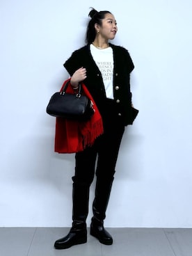 「クリスマス」｜「アイテム（アクセサリー）」を使った、kyokyon9120さん（レディース・169cm）の冬コーディネート