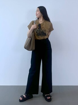 「BARNYARDSTORM（バンヤードストーム）のBARNYARDSTORM / パンチングトートL（トートバッグ）」を使った、kyokyon9120さん（レディース・169cm）の夏コーディネート