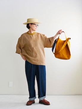 「アイテム（ローファー）」を使った、kawanoさん（レディース・156cm）の夏コーディネート