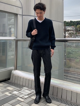 「アイテム（ローファー）」を使った、KIHARAさん（メンズ・188cm）の秋コーディネート