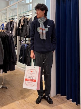 「アイテム（ニット/セーター）」を使った、KIHARAさん（メンズ・188cm）の冬コーディネート