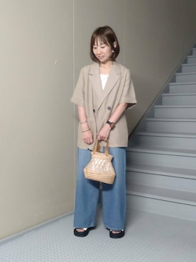 「URBAN RESEARCH Sonny Label（アーバンリサーチサニーレーベル）のアイテム（ジャケット/アウター）」を使った、mayuさん（レディース・153cm）の夏コーディネート