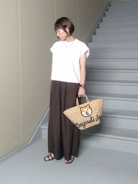 「アイテム（かごバッグ、その他）」を使った、mayuさん（レディース・153cm）の夏コーディネート