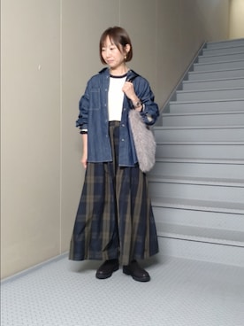 「FORK&SPOON(フォークアンドスプーン)のアイテム(スカート、その他)」を使った、mayuさん(レディース・153cm)の秋コーディネート