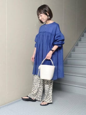 「アイテム（チュニック）」を使った、mayuさん（レディース・153cm）の夏コーディネート