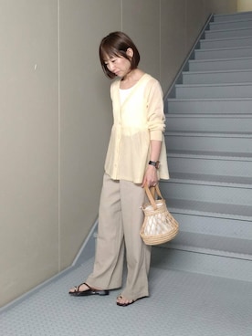 「アイテム（かごバッグ）」を使った、mayuさん（レディース・153cm）の夏コーディネート