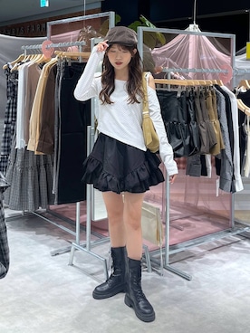 「アイテム（ハンチング/ベレー帽）」を使った、りさこさん（レディース・154cm）の夏コーディネート