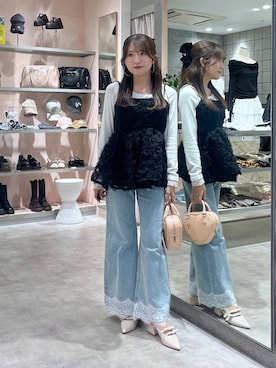 「Heather（ヘザー）のアイテム（パンツ）」を使った、りさこさん（レディース・154cm）の春コーディネート