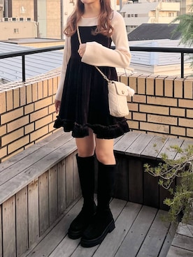 「アイテム（チャーム）」を使った、りさこさん（レディース・154cm）の秋コーディネート