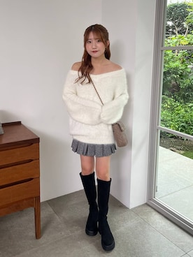 「Heather（ヘザー）のアイテム（ニット/セーター）」を使った、りさこさん（レディース・154cm）の秋コーディネート