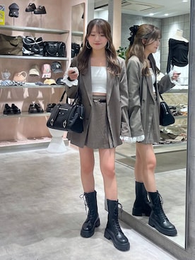 「Heather（ヘザー）のアイテム（バッグ）」を使った、りさこさん（レディース・154cm）の春コーディネート