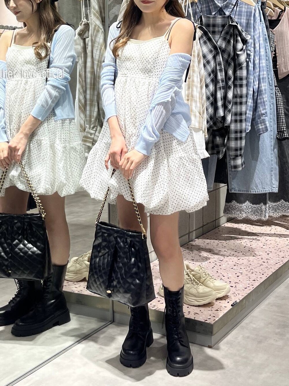 ジャガードバルーンリボンミニワンピース 666275を使った人気