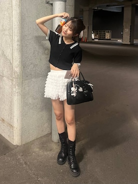 「アイテム（キーホルダー）」を使った、りさこさん（レディース・154cm）の夏コーディネート