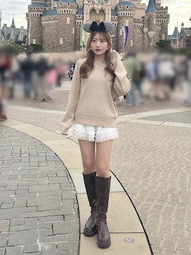 「Heather（ヘザー）のアイテム（ニット/セーター）」を使った、りさこさん（レディース・154cm）の秋コーディネート