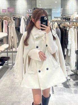 「アイテム（ステンカラーコート、ホワイト系）」を使った、りさこさん（レディース・154cm）の秋コーディネート