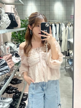 「Heather（ヘザー）のＷリボンミュールパンプス　631328（パンプス、ブラック系）」を使った、りさこさんの冬コーディネート