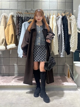 「Heather（ヘザー）の【累計10万本】楽ちんなのに美脚！秋冬No.1ブーツ　インヒールストレッチロングブーツ　571563（ブーツ）」を使った、りさこさん（レディース・154cm）の冬コーディネート