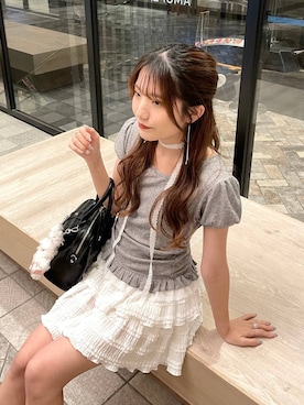 「アイテム（ボストンバッグ）」を使った、りさこさん（レディース・154cm・20代）の夏コーディネート