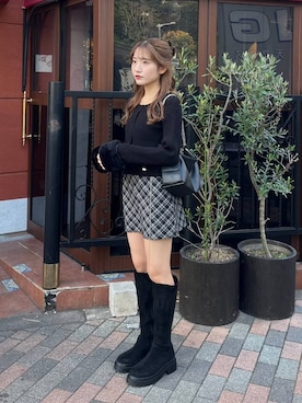 「Heather（ヘザー）のアイテム（トップス）」を使った、りさこさん（レディース・154cm）の冬コーディネート