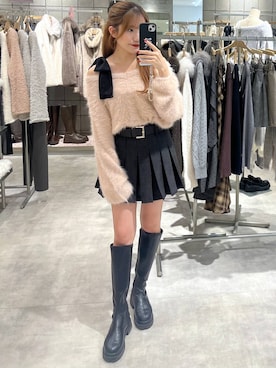 「Heather（ヘザー）の【累計10万本】楽ちんなのに美脚！秋冬No.1ブーツ　インヒールストレッチロングブーツ　571563（ブーツ）」を使った、りさこさん（レディース・154cm）の冬コーディネート