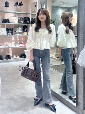 「Heather（ヘザー）のアイテム（バッグ）」を使った、りさこさん（レディース・154cm）の春コーディネート