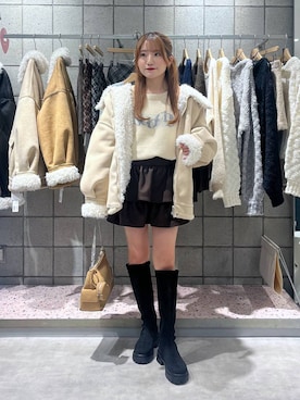 「Heather（ヘザー）の【累計10万本】楽ちんなのに美脚！秋冬No.1ブーツ　インヒールストレッチロングブーツ　571563（ブーツ）」を使った、りさこさん（レディース・154cm）の冬コーディネート