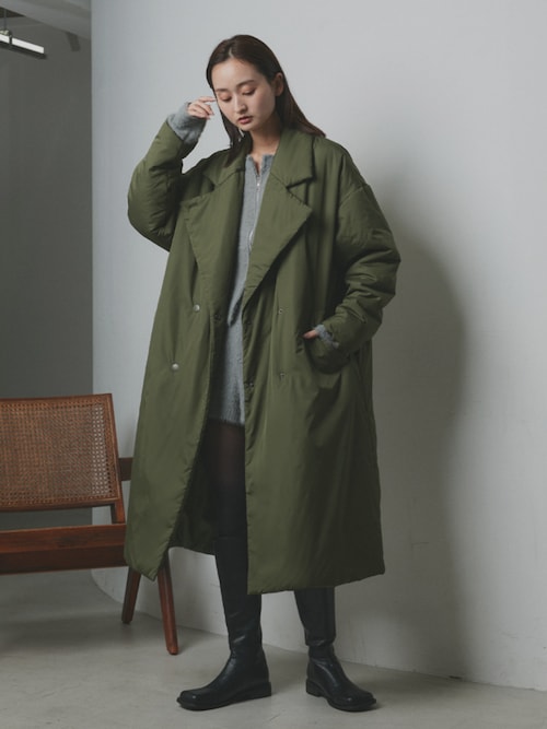 セール】中綿 テーラードカラー ロングコート（チェスターコート）｜ad