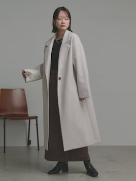 「アイテム（チェスターコート）」を使った、ad thieさん（レディース・162cm）の冬コーディネート
