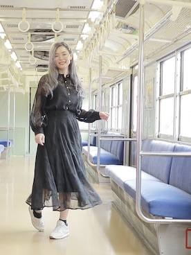 「20S Tnewtiesのアイテム（シャツ/ブラウス、ブラック系）」を使った、玟寶(˶‾᷄ ⁻̫ ‾᷅˵)さん（レディース・163cm）の春コーディネート