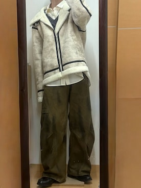 「HOOK（フック）のアイテム」を使った、1さん（メンズ・165cm）の冬コーディネート