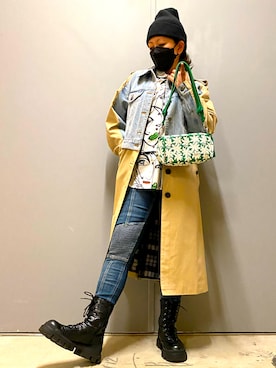 「Desigual（デシグアル）のアイテム（デニムジャケット）」を使った、Desigual 幕張新都心 STAFFさん（レディース・160cm）の春コーディネート