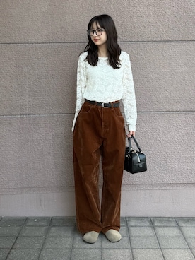 「ITEMS URBANRESEARCH（アイテムズ アーバンリサーチ）の起毛レースプルオーバー（Tシャツ/カットソー、ホワイト系）」を使った、kotoriさん（レディース・160cm）の夏コーディネート