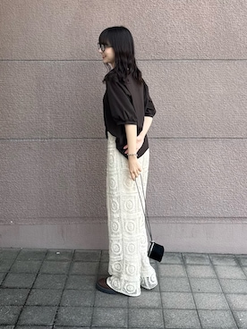 「ITEMS URBANRESEARCH（アイテムズ アーバンリサーチ）の袖デザインカットソー（Tシャツ/カットソー、ブラウン系）」を使った、kotoriさん（レディース・160cm）の夏コーディネート