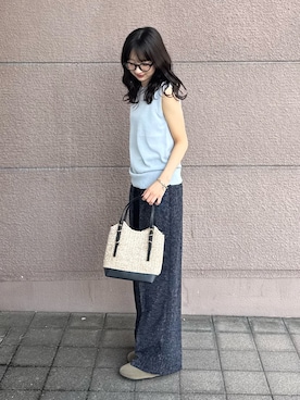 「アイテム（ニット/セーター、ブルー系）」を使った、kotoriさん（レディース・160cm）の夏コーディネート